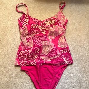 Rosa Faia ax 10 pink pattern tanking with DD/E cup